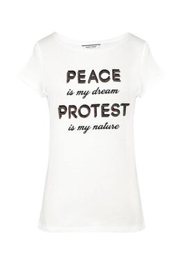 T-Shirt Naf Naf Peace Bianco Per Donna