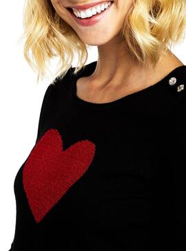 Maglia Naf Naf Cuore nero Per Donna