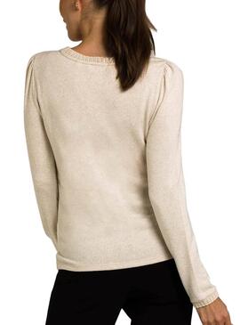 Maglia Naf Naf Plumeti Beige per Donna