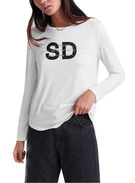 Top Superdry Graphic Bianco Donna