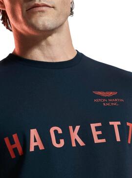 T-Shirt Hacket Aston Martin Blu Uomo