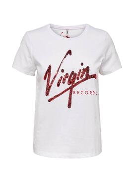 T-Shirt Only Record Bianco Donna
