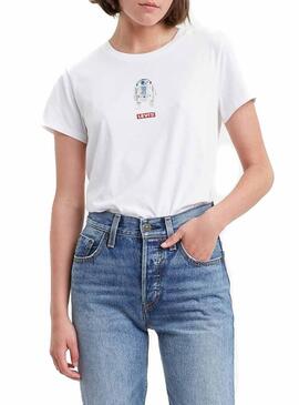 T-Shirt Levis Star Wars R2D2 Bianco Per Donna