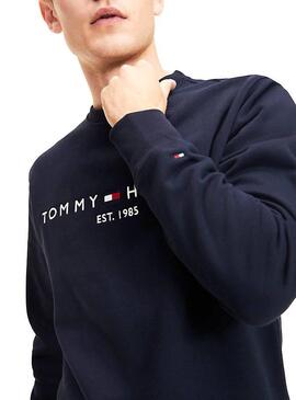 Felpe Tommy Hilfiger Marine Logo per Uomo
