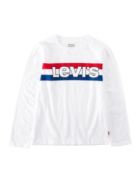 T-Shirt Levis Striped Bianco Bambina e Bambino