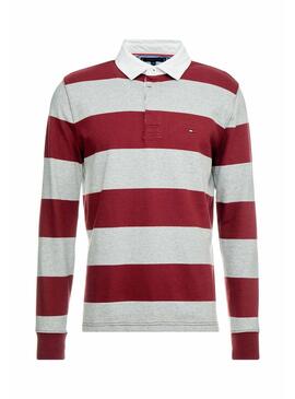 Polo Tommy Hilfiger Block Stripe Granata Uomo