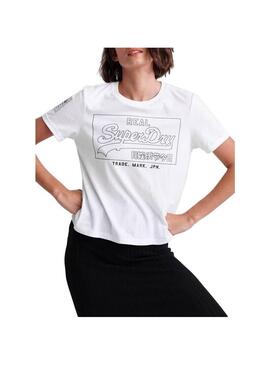 T-Shirt Superdry Logo vintage Bianco Donna