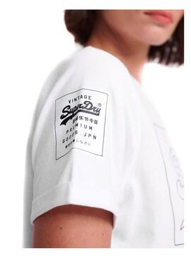 T-Shirt Superdry Logo vintage Bianco Donna