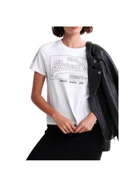 T-Shirt Superdry Logo vintage Bianco Donna