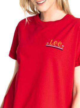 T-Shirt Lee Chest Logo Tee Rosso Donna
