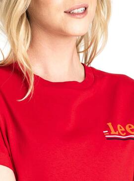 T-Shirt Lee Chest Logo Tee Rosso Donna