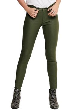 Pantalone Only Kendell Coated Verde Donna