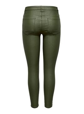 Pantalone Only Kendell Coated Verde Donna
