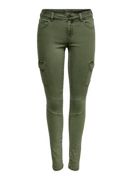 Only Pantaloni Cece Verde Donna 