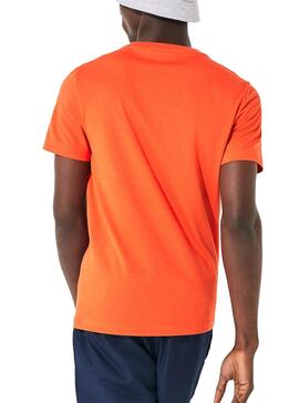 T-Shirt Lacoste Sport Croco Camo Orange Uomo