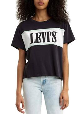 T-Shirt Levis Cameron Serif Black Donna