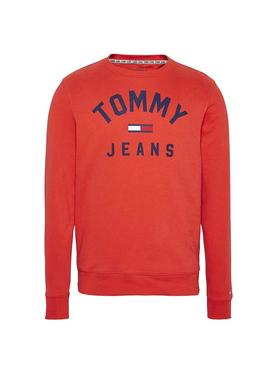 Felpe Tommy Jeans Essential Flag Rosso Uomo