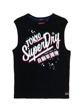 T-Shirt Superdry Tank Neon Black Uomo