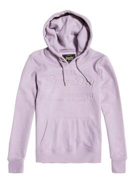 Felpe Superdry V logo Pastel Deboss Malva Woman