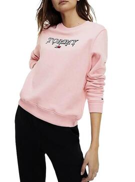 Felpe Tommy Jeans Essential Logo rosa Donna