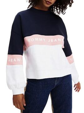 Felpe Tommy Jeans Colorblock Crew per Donna