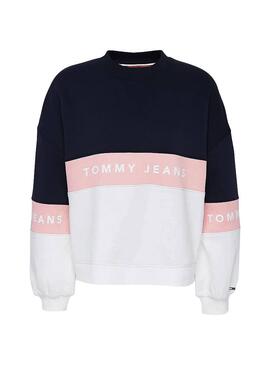 Felpe Tommy Jeans Colorblock Crew per Donna