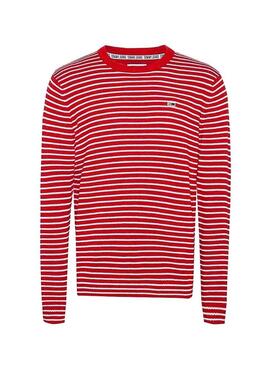 Maglia Tommy Jeans Essential Stripe Rosso Uomo