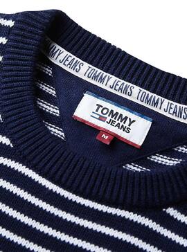 Maglia Tommy Jeans Essential Stripe Blu Uomo