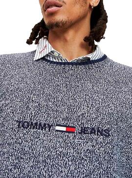 Maglia Tommy Jeans Melange Blu Per Uomo
