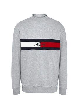 Felpe Tommy Jeans Jacquard Flag Grigio Uomo