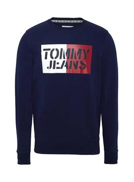 Felpe Tommy Jeans Graphic Crew Marino Uomo