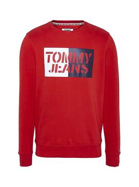Felpe Tommy Jeans Graphic Equipaggio Rosso Per Uom