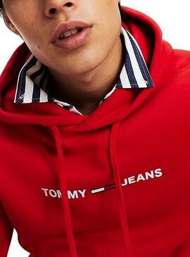 Felpe Tommy Jeans Small Logo Rosso Per Uomo