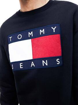 Felpe Tommy Jeans Flag Nero per Uomo