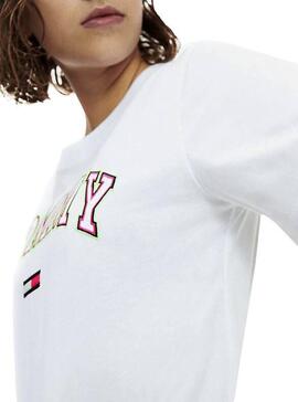 T-Shirt Tommy Jeans Neon Collegiate Bianco Donna