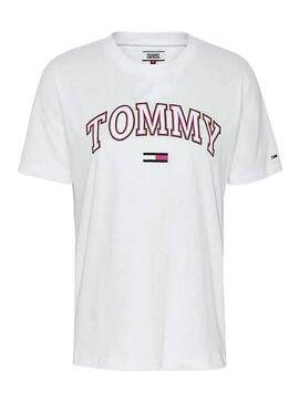 T-Shirt Tommy Jeans Neon Collegiate Bianco Donna