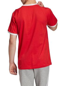 T-Shirt Adidas 3 Stripes Rosso Per Uomo