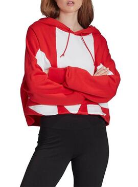 Felpe Logo Adidas Rosso per Donna