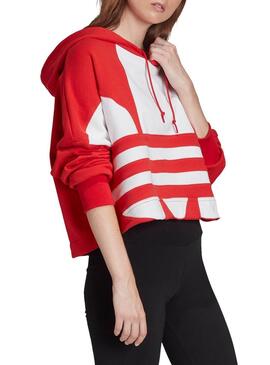 Felpe Logo Adidas Rosso per Donna