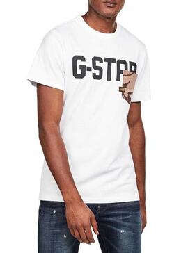 T-Shirt G-Star Pocket Bianco Per Uomo