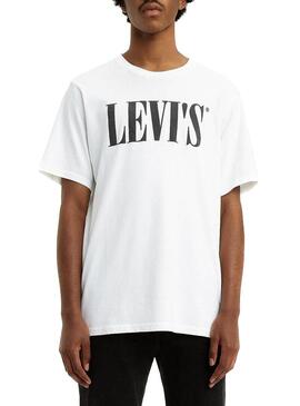 T-Shirt Levis Serif Logo Bianco Per Uomo