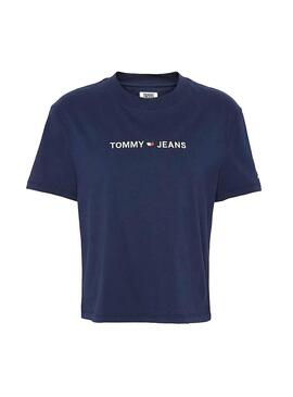 T-Shirt Tommy Jeans Logo lineare Navy Donna