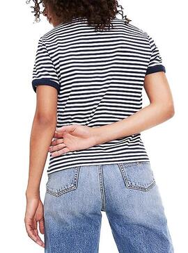T-Shirt Tommy Jeans Stripe Heart per Donna