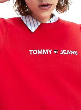 Abito Tommy Jeans Heart Logo Rosso Per Donna