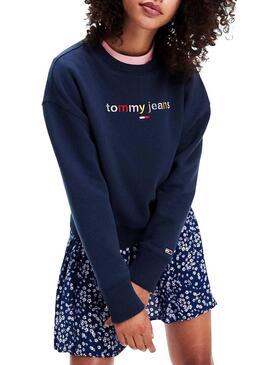 Felpe Tommy Jeans Logo multicolore per Donna