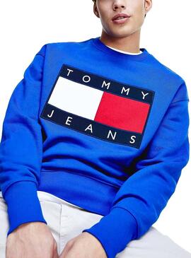 Felpe Tommy Jeans Flag Blu Per Uomo