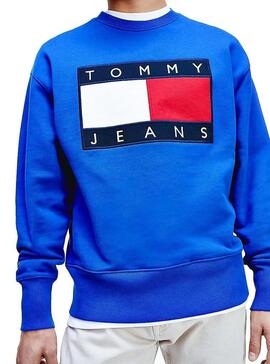 Felpe Tommy Jeans Flag Blu Per Uomo