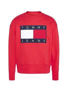 Felpe Tommy Jeans Flag Rosso Per Uomo