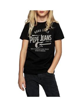 T-Shirt Pepe Jeans Terry Black per Bambino