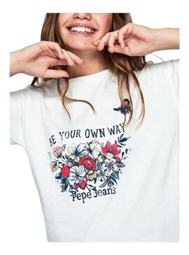 T-Shirt Pepe Jeans Celine White per Bambina